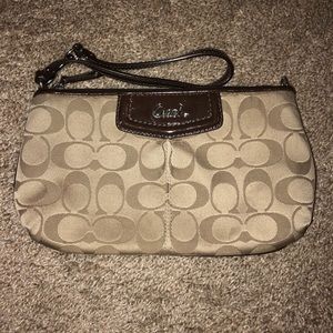 Coach signature sateen wristlet